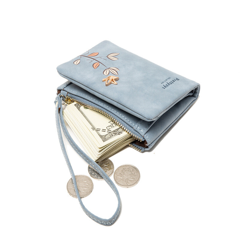 Portofel mic de modă, cu flori proaspete, pentru femei, din piele moale, pentru doamnă, portofel de designer scurt pentru femei, cartera cu mânecă