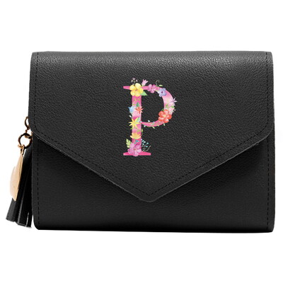 Poșetă mini portofel pentru femei Poșetă drăguță cu model litere roz Portofel subțire blocare RFID Suport card de credit buzunar pentru monede fereastră de identificare