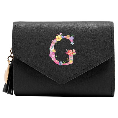 Poșetă mini portofel pentru femei Poșetă drăguță cu model litere roz Portofel subțire blocare RFID Suport card de credit buzunar pentru monede fereastră de identificare