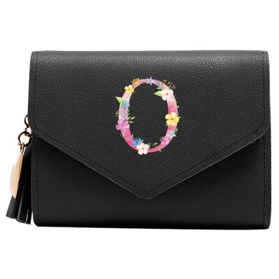 Poșetă mini portofel pentru femei Poșetă drăguță cu model litere roz Portofel subțire blocare RFID Suport card de credit buzunar pentru monede fereastră de identificare