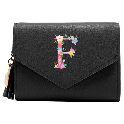 Poșetă mini portofel pentru femei Poșetă drăguță cu model litere roz Portofel subțire blocare RFID Suport card de credit buzunar pentru monede fereastră de identificare