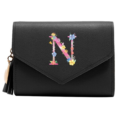 Poșetă mini portofel pentru femei Poșetă drăguță cu model litere roz Portofel subțire blocare RFID Suport card de credit buzunar pentru monede fereastră de identificare