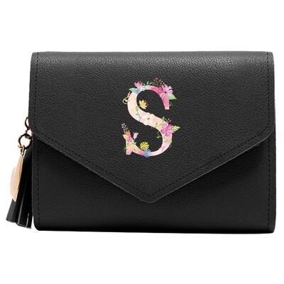 Poșetă mini portofel pentru femei Poșetă drăguță cu model litere roz Portofel subțire blocare RFID Suport card de credit buzunar pentru monede fereastră de identificare