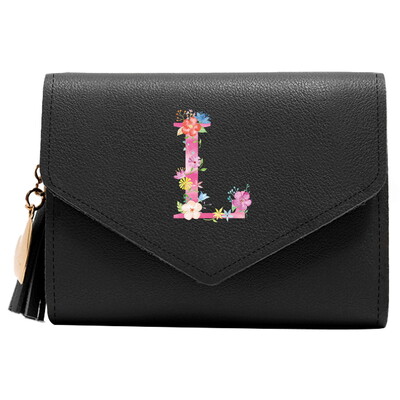 Poșetă mini portofel pentru femei Poșetă drăguță cu model litere roz Portofel subțire blocare RFID Suport card de credit buzunar pentru monede fereastră de identificare