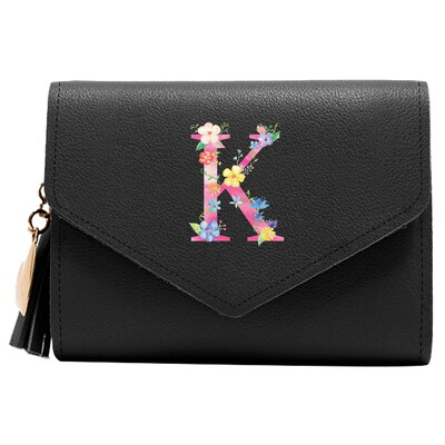 Poșetă mini portofel pentru femei Poșetă drăguță cu model litere roz Portofel subțire blocare RFID Suport card de credit buzunar pentru monede fereastră de identificare