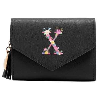 Poșetă mini portofel pentru femei Poșetă drăguță cu model litere roz Portofel subțire blocare RFID Suport card de credit buzunar pentru monede fereastră de identificare