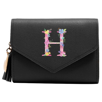 Poșetă mini portofel pentru femei Poșetă drăguță cu model litere roz Portofel subțire blocare RFID Suport card de credit buzunar pentru monede fereastră de identificare