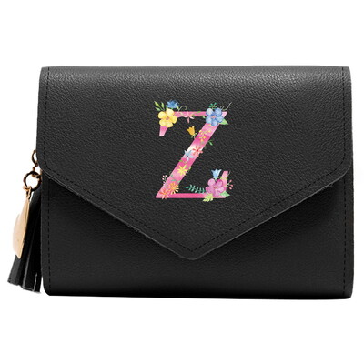 Poșetă mini portofel pentru femei Poșetă drăguță cu model litere roz Portofel subțire blocare RFID Suport card de credit buzunar pentru monede fereastră de identificare