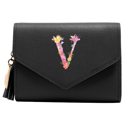 Poșetă mini portofel pentru femei Poșetă drăguță cu model litere roz Portofel subțire blocare RFID Suport card de credit buzunar pentru monede fereastră de identificare