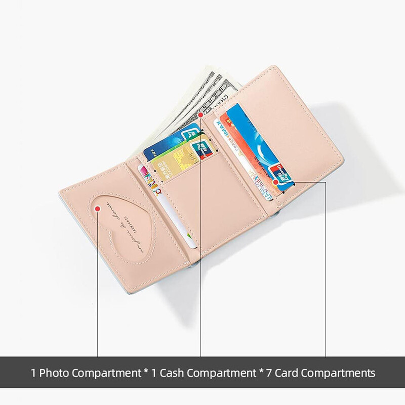 Portofel în trei pliuri Poșete pentru monede pentru femei, coreeană, drăguță, margaretă, din piele PU, pentru femei, pentru fete, geantă cu card de credit, poșete pentru bani, poșetă