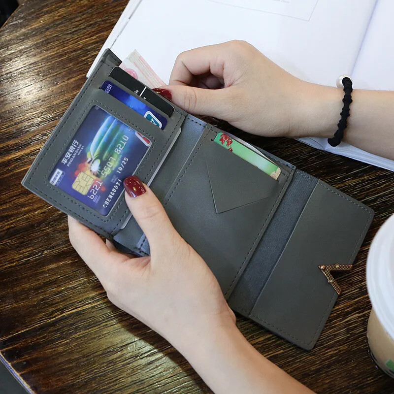 Poșetă din piele nouă pentru femei. Portofel mic, scurt, din piele, marcă de lux, mini portofele de modă pentru femei și posetă, suport pentru carduri de credit