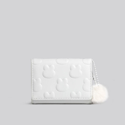 Populārs jauks maka putu apdruka Truša monētu maciņš Matains lodīšu kulons trīs salokāmi maka karšu turētājs meitenei multfilma sajūgs