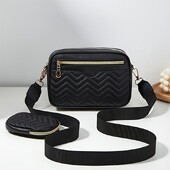 Įprastas minimalistinis pečių kvadratinis krepšys, su mini pakabinama pinigine, dygsniuoto rašto kryžminio kūno krepšys moterims Dviejų dalių rinkinys