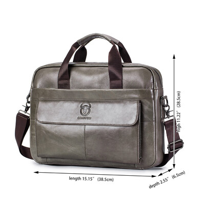 BULLCAPTAIN Geantă bărbați din piele naturală pentru bărbați Servietă pentru laptop 14 Messenger Geanta bărbați din piele Portofoliu de afaceri pentru document A4