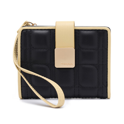 Portofele și poșete pentru femei la modă Portofel scurt din piele PU Brățară pentru femeie în carouri în dungi Poșete pentru monede pentru femei