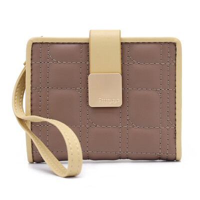 Portofele și poșete pentru femei la modă Portofel scurt din piele PU Brățară pentru femeie în carouri în dungi Poșete pentru monede pentru femei