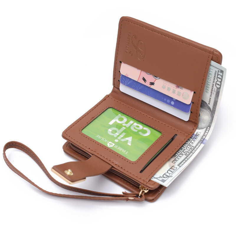 Portofele și poșete pentru femei la modă Portofel scurt din piele PU Brățară pentru femeie în carouri în dungi Poșete pentru monede pentru femei