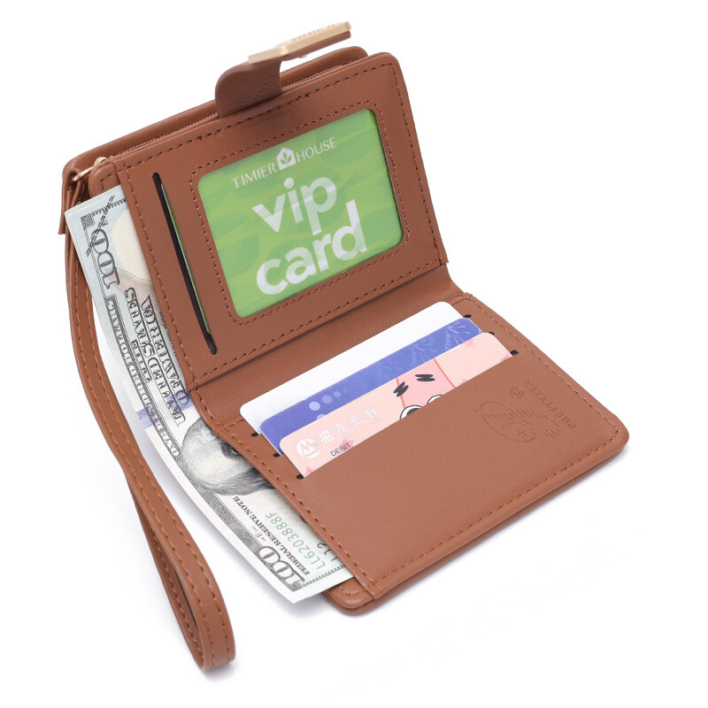 Portofele și poșete pentru femei la modă Portofel scurt din piele PU Brățară pentru femeie în carouri în dungi Poșete pentru monede pentru femei