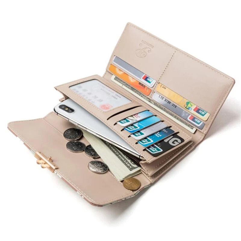 Prettyzys Robna marka Flower Print Trifold Duga ženska torbica Ženski novčanik