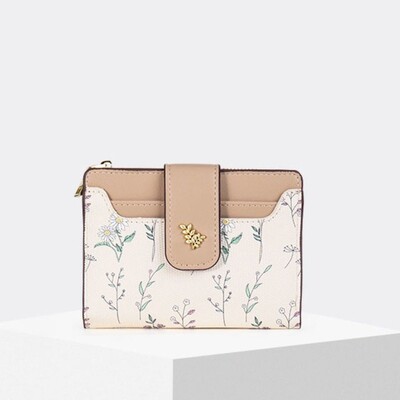 Portofel scurt din piele PU, subțire, INS, cu mai multe cărți, fermoar, portmoneu, flori mici, geantă pentru carduri, portofel, fermoar, fermoar, pentru femei, fete