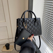 Geantă de mână cu rețea diamantată din PU, cu curea de umăr lată și geantă de mână cu un singur umăr