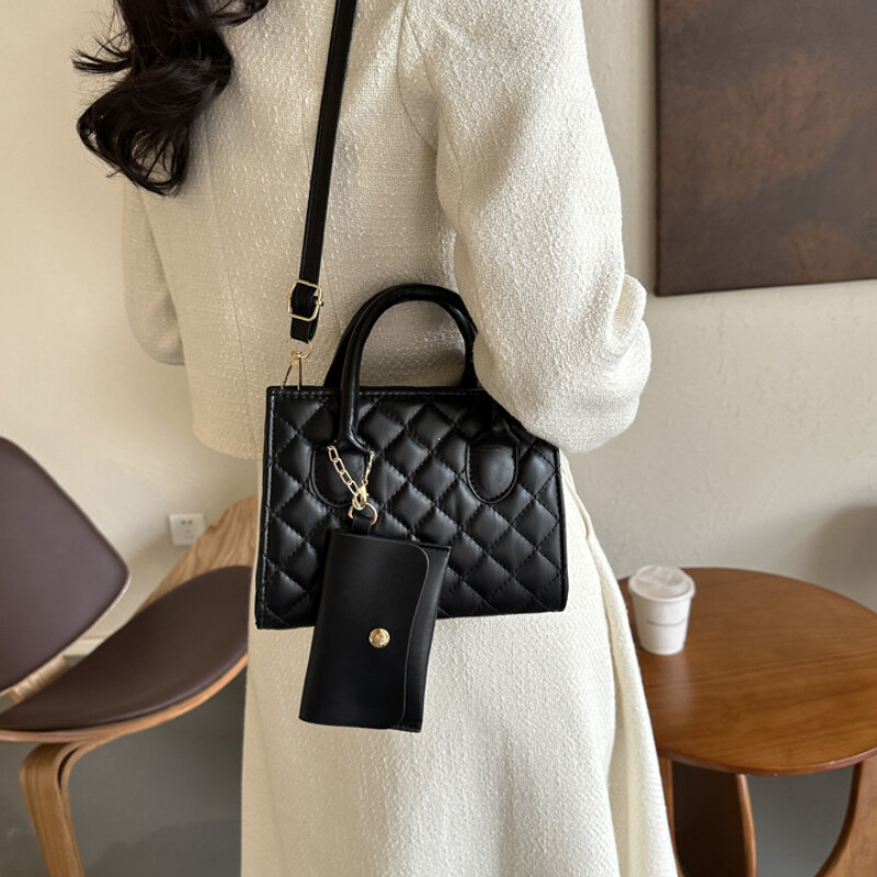 Geantă de mână cu rețea diamantată din PU, cu curea de umăr lată și geantă de mână cu un singur umăr