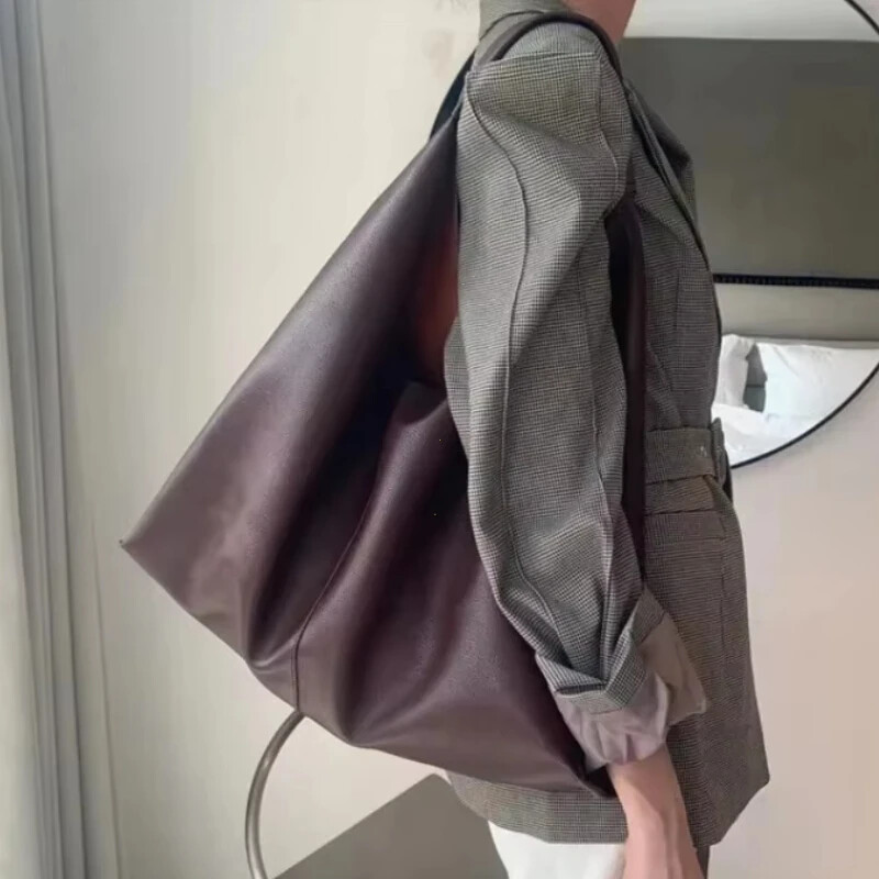 Tote pentru cumpărături Geantă de umăr ocazională pentru femei Poșetă de lux, genți de mână din piele moale, maro, de mare capacitate