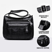 Geantă de umăr de damă retro, din piele moale, din piele moale, de mare capacitate