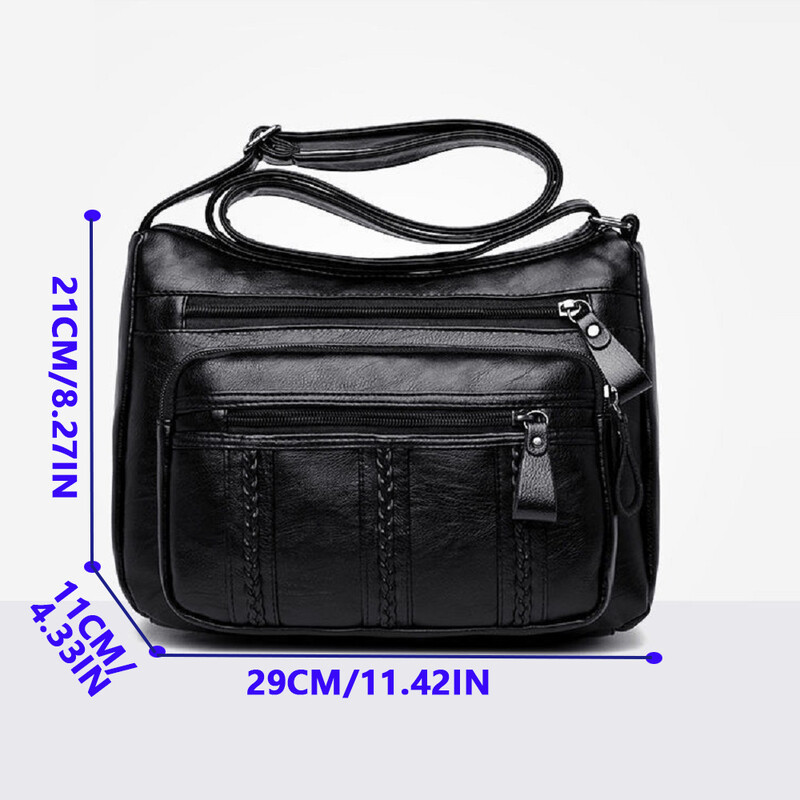 Geantă de umăr de damă retro, din piele moale, din piele moale, de mare capacitate