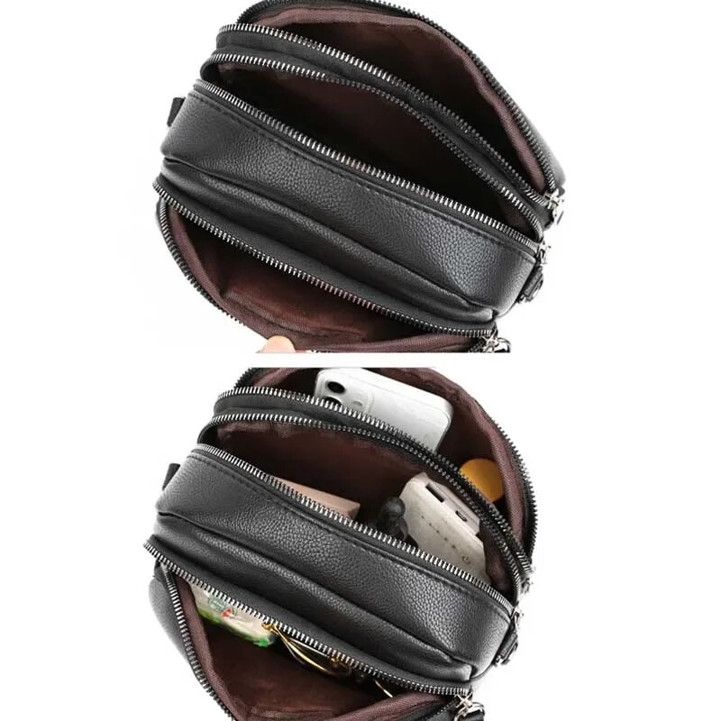 Vienkrāsains moderns kniedēts rāvējslēdzējs sieviešu mobilā tālruņa soma Vienkārša mīksta ādas plecu krustojuma maza kvadrātveida soma rokassomiņa