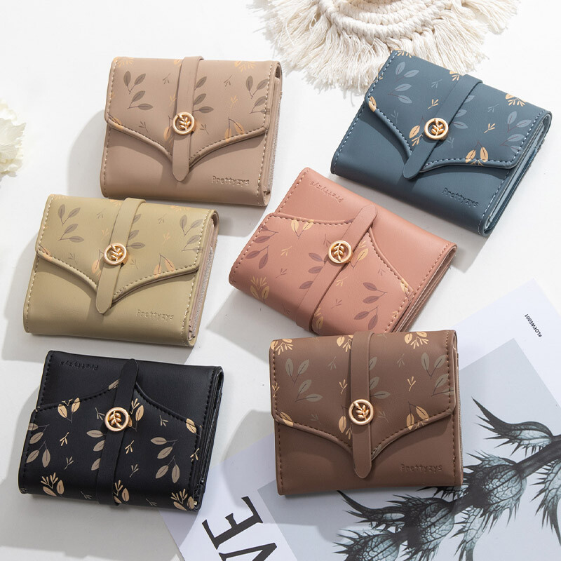 Portofel de femeie Portofel noi de imprimare pentru femei Poșetă scurtă de schimbare Geantă de mână pentru monede Carduri Numerar Piele PU Buzunar pentru monede Cartera Mujer
