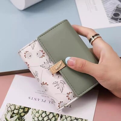 2024, primăvară/vară, portofel scurt pentru femei, coreeană cu imprimeu PU, geantă pliabilă cu trei ori, stradă populară ins nich
