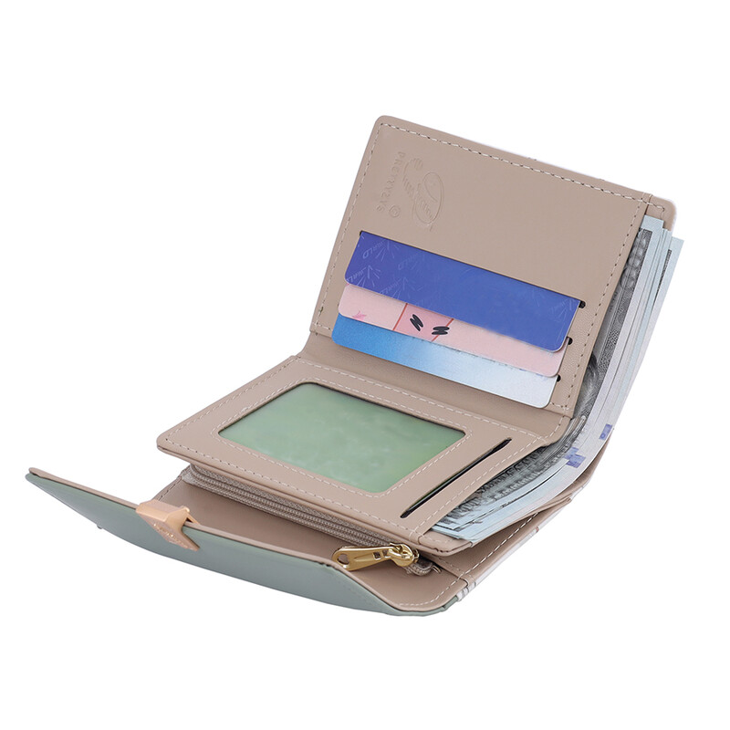 2024, primăvară/vară, portofel scurt pentru femei, coreeană cu imprimeu PU, geantă pliabilă cu trei ori, stradă populară ins nich