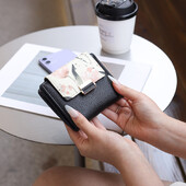 Portofel feminin noua versiune coreeană PU Lychee dulce doamnă imprimeu fermoar cataramă pliabil portofel pentru monede studentă pliabil cu mai multe carduri