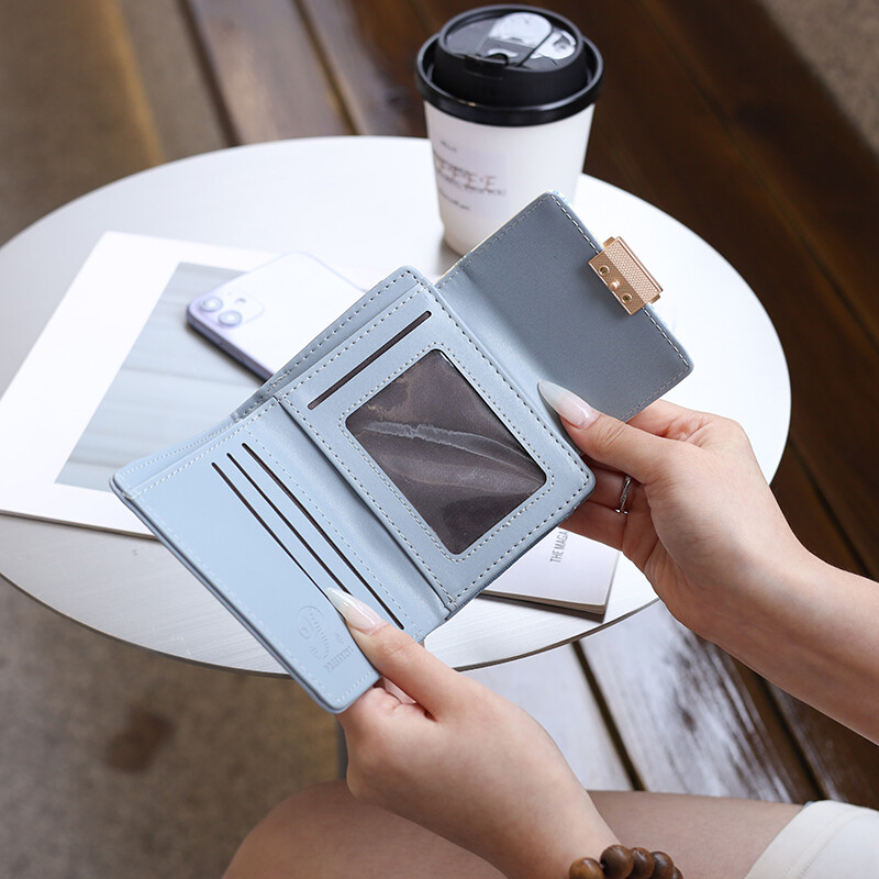 Portofel feminin noua versiune coreeană PU Lychee dulce doamnă imprimeu fermoar cataramă pliabil portofel pentru monede studentă pliabil cu mai multe carduri