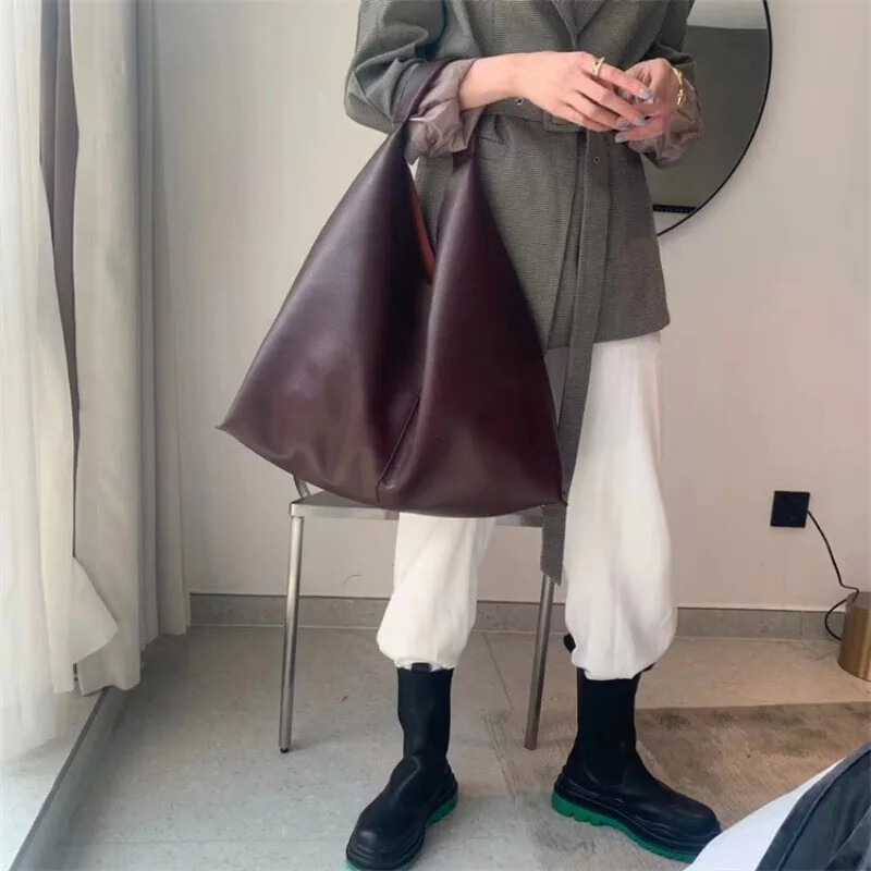 Genți de mână din piele moale la modă de lux, maro, genți de mână de mare capacitate, pentru cumpărături, geantă de umăr, ocazională pentru femei