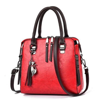 Genți de mână de epocă din piele PU pentru femei Genți de mesager pentru femei Totes Genți de umăr de designer cu ciucuri Genți de mână Boston Vânzare caldă