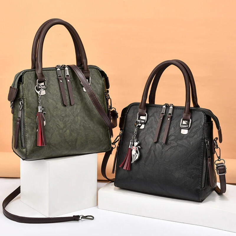 Genți de mână de epocă din piele PU pentru femei Genți de mesager pentru femei Totes Genți de umăr de designer cu ciucuri Genți de mână Boston Vânzare caldă