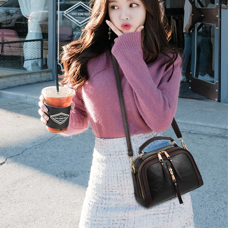 Geantă de umăr de epocă pentru femei, genți de mână de designer cu mâner superior, geantă Messenger din piele PU pentru femei, tote