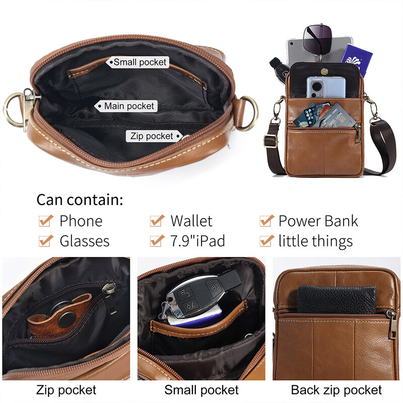 JOYIR Muška torba na rame od prave kože Modna mala kurirska torba Poslovna ležerna Crossboby torba za 7,9" tablet visokokvalitetno novo