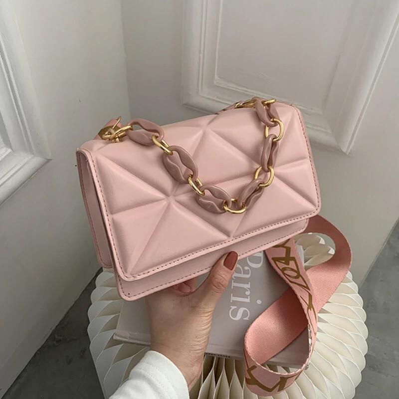 Genți de umăr mari de iarnă pentru femei, cu model de piatră, genți crossobdy din piele PU, marca roz, genți de mână, lanțuri, poșete pentru cumpărători