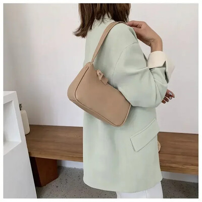 Нови ретро меки PU кожени дамски чанти през рамо под мишниците Ежедневни едноцветни малки чанти с горна дръжка Дамски модни чанти през рамо