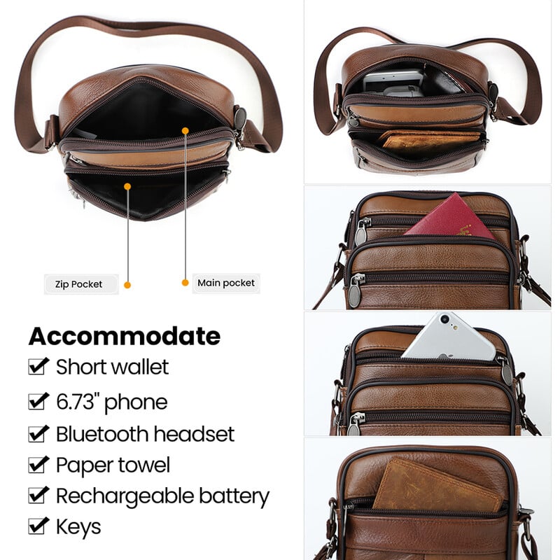 JOYIR vyriškos tikros karvės odos madingi krepšiai ant pečių Vintage Crossbody krepšys vyrams dizainerių pasiuntinių krepšys Kasdieniai rankinės krepšiai