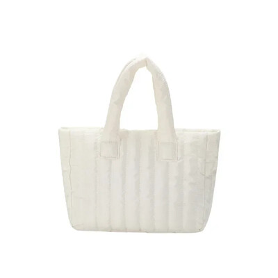 Sieviešu vienkrāsaina kokvilnas polsterēta soma, stepēta soma ar augšējo rokturi.