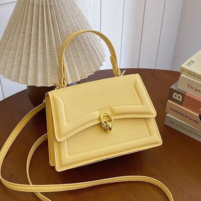 Geantă de mână versatilă, la modă, pentru femei, stil nou, primăvară, vară 2024, culoare uni, versiune coreeană, geantă mică pătrată