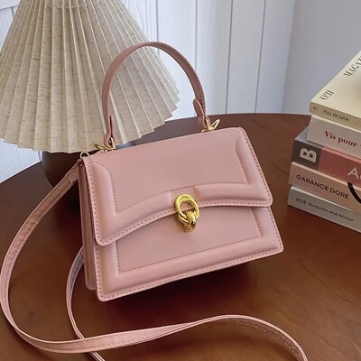 Geantă de mână versatilă, la modă, pentru femei, stil nou, primăvară, vară 2024, culoare uni, versiune coreeană, geantă mică pătrată