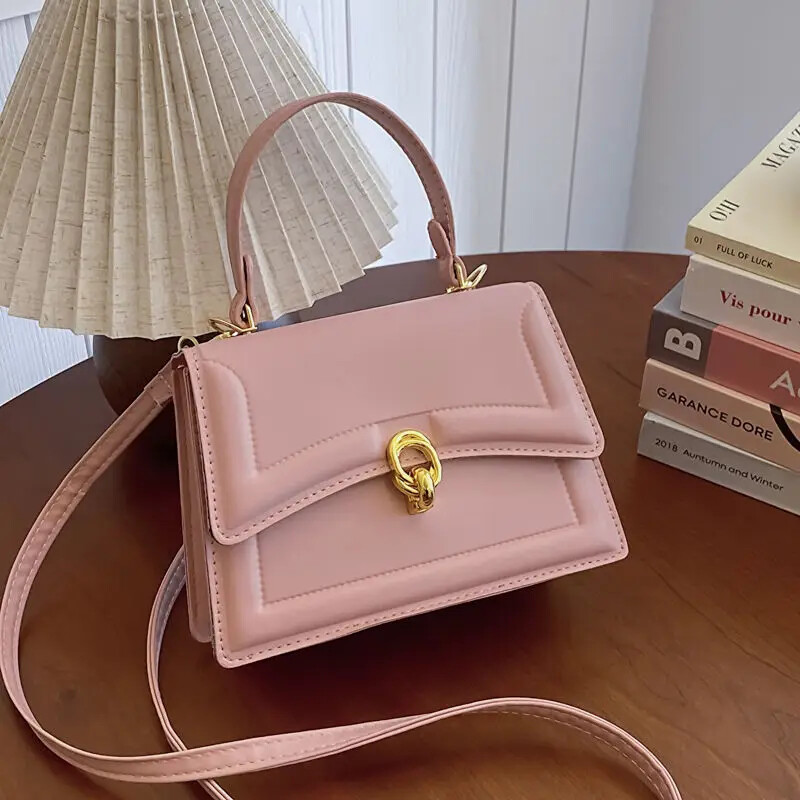 Geantă de mână versatilă, la modă, pentru femei, stil nou, primăvară, vară 2024, culoare uni, versiune coreeană, geantă mică pătrată