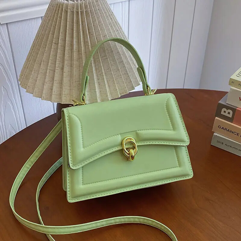 Geantă de mână versatilă, la modă, pentru femei, stil nou, primăvară, vară 2024, culoare uni, versiune coreeană, geantă mică pătrată