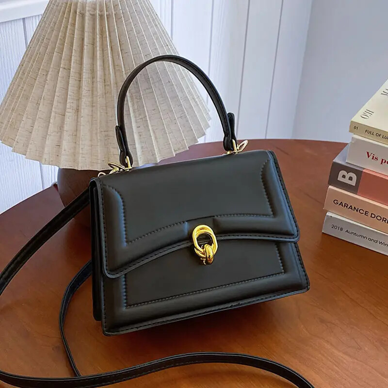 Geantă de mână versatilă, la modă, pentru femei, stil nou, primăvară, vară 2024, culoare uni, versiune coreeană, geantă mică pătrată