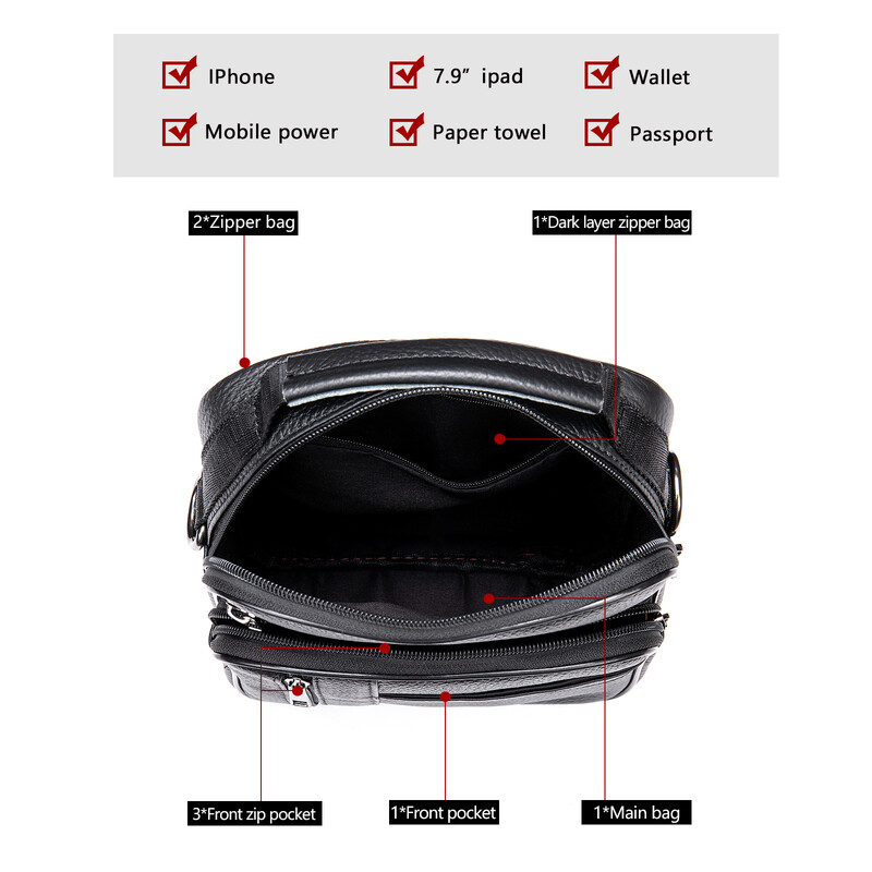 WESTAL īstas ādas plecu soma Vīra vīrieša kurjera somas 7,9 collu planšetdatora tālruņa somiņai, rokassomiņai 7457